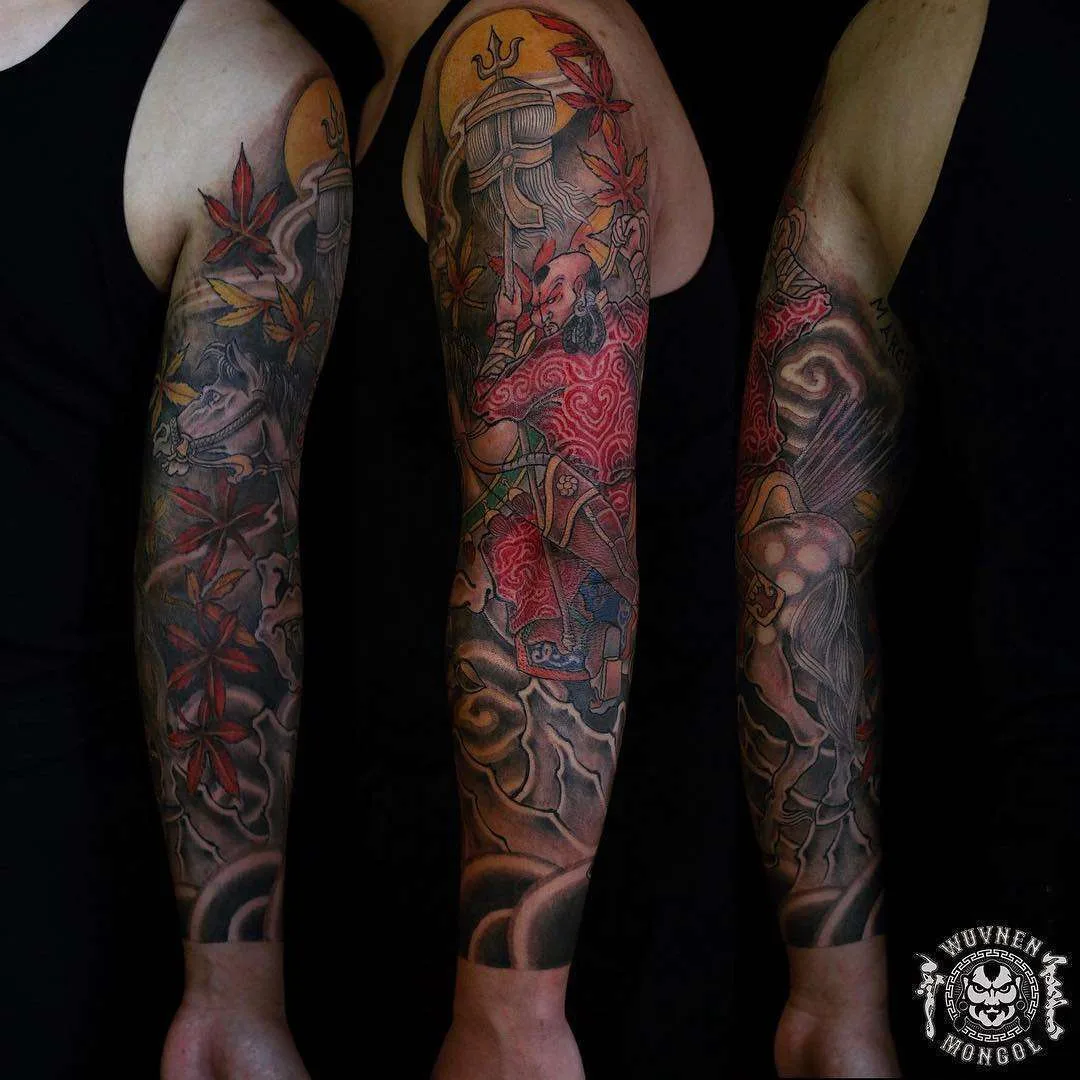 Mongol Wuvnen Tattoo Studio, color traditional mongolian tattoo | China