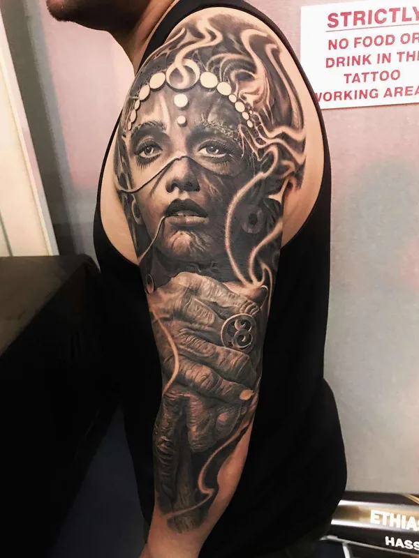 black and grey realism 纹身 在 full sleeve #22113 | 纹身师 Victor Portugal