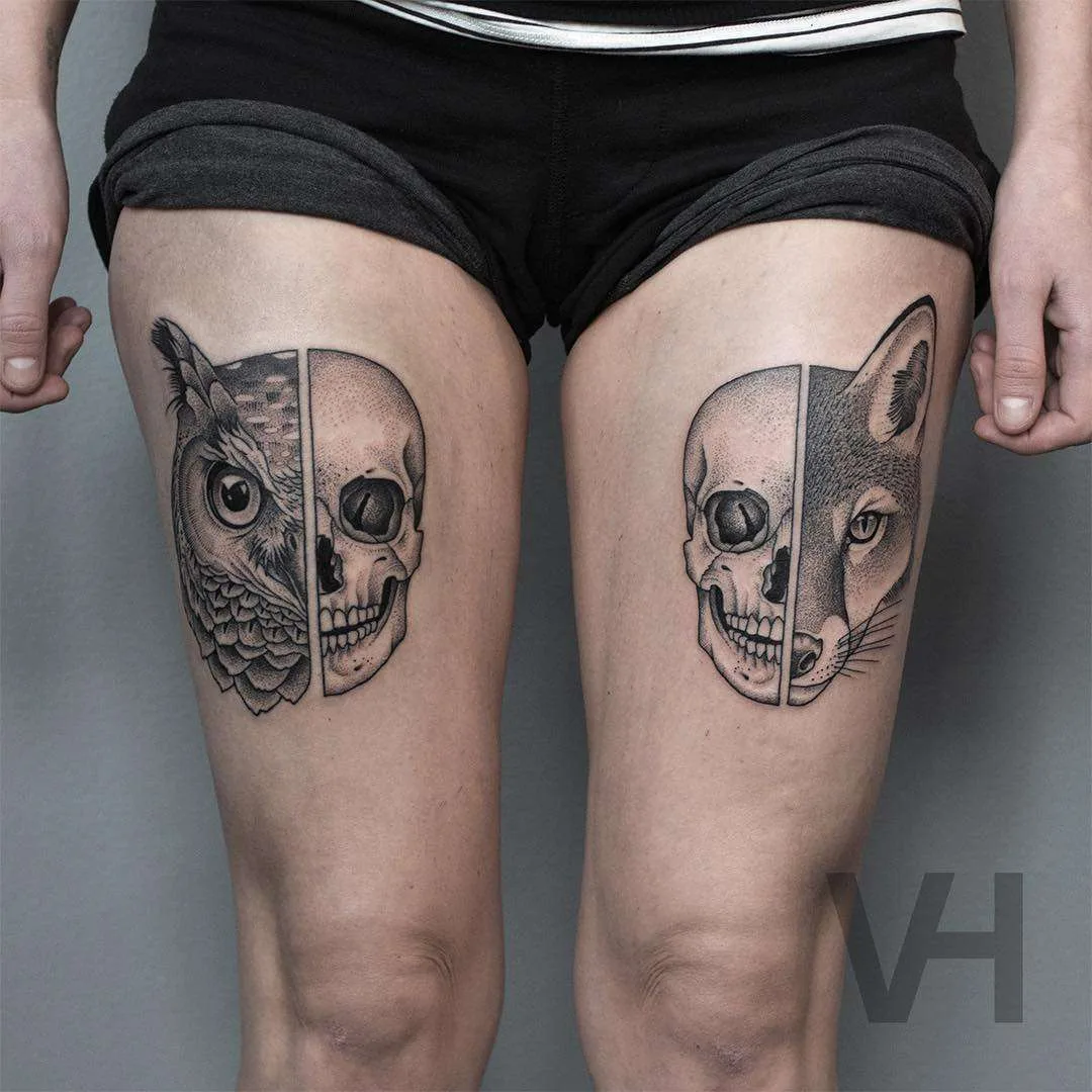 Tattoo artist Valentin Hirsch, authors style simmetrical dotwork tattoo | Germany