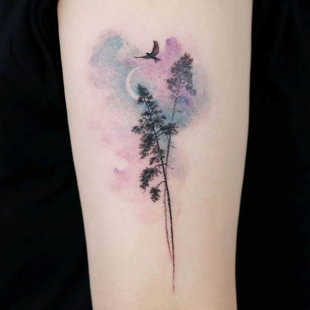 Tattoo artist Doy, authors style watercolor tattoo, minimalistic | Korea