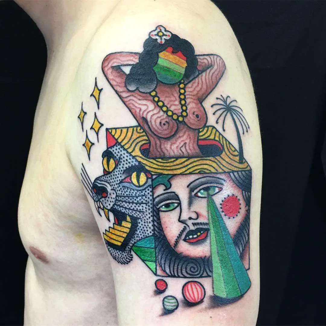 Tattoo artist Mario Teide, authors style color surrealistic traditional tattoo | United Kingdom, London