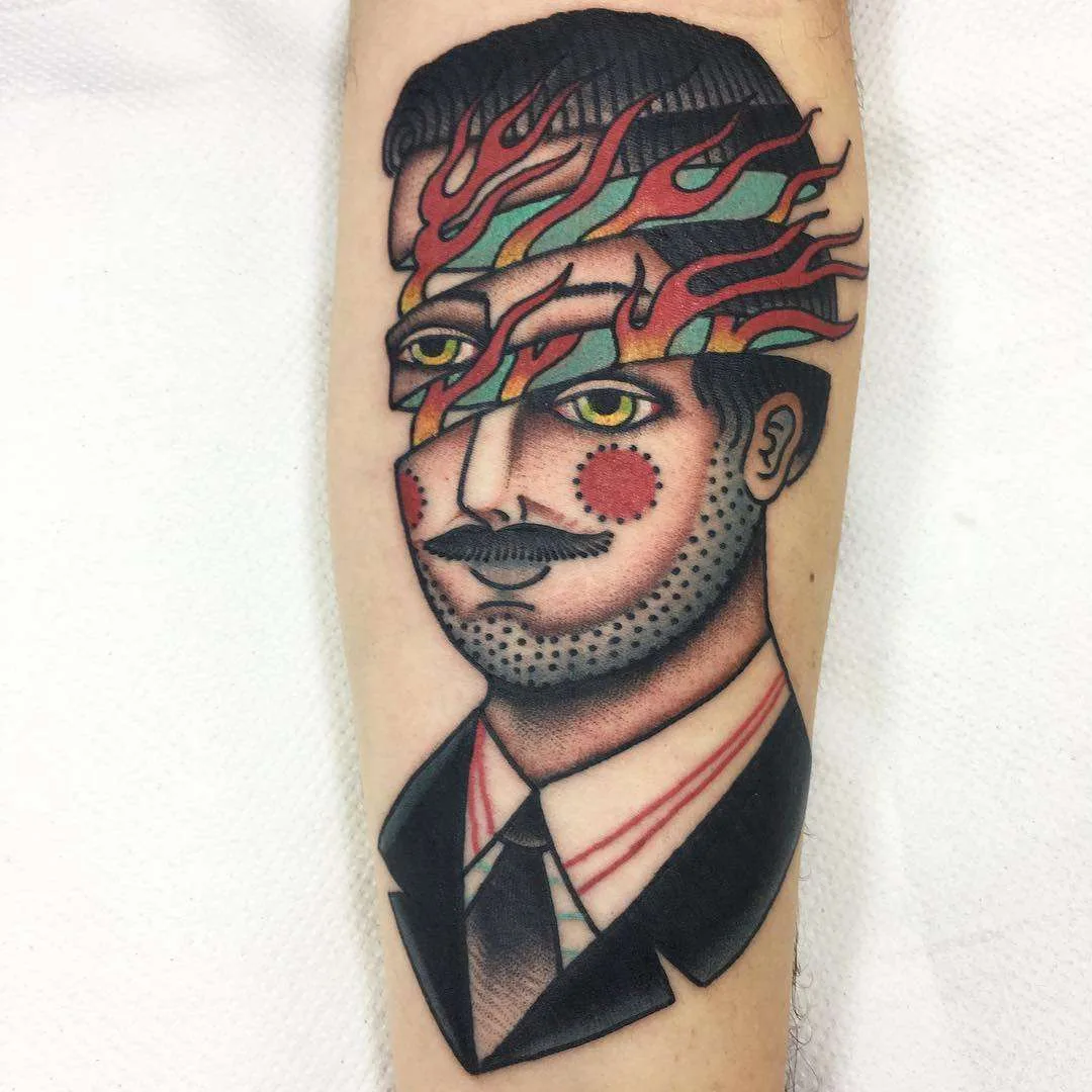 Tattoo artist Mario Teide, authors style color surrealistic traditional tattoo | United Kingdom, London