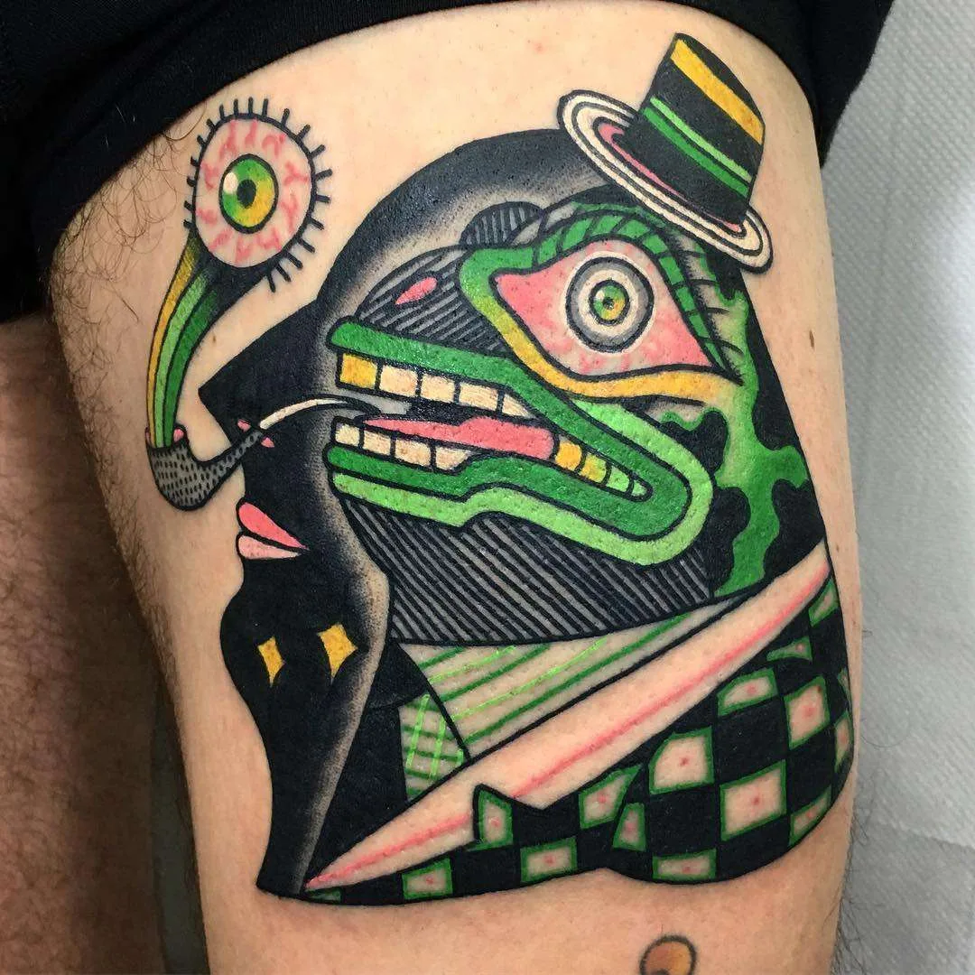 Tattoo artist Mario Teide, authors style color surrealistic traditional tattoo | United Kingdom, London