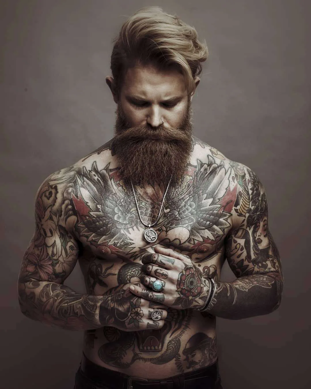 Tattooed model Josh Mario John, alternative photo model, inked guy | USA