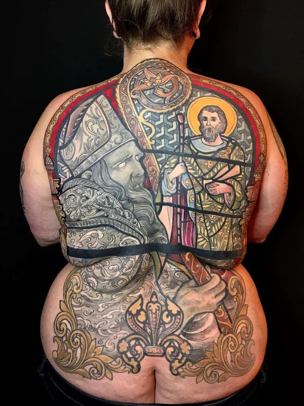 color illustrative Tatuagem em full back #22648 | Tatuador Mikael de Poissy