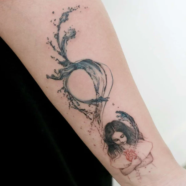 Illustrative Water, Woman tattoo on Forearm