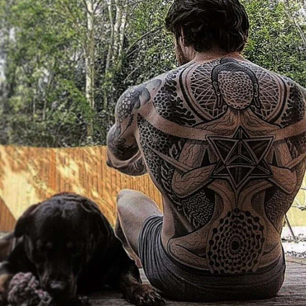 Geometric Sacred geometry, Mandala tattoo on Full Back