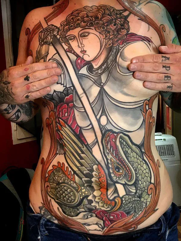 color neo traditional Tatuagem em stomach #22652 | Tatuador Mikael de Poissy