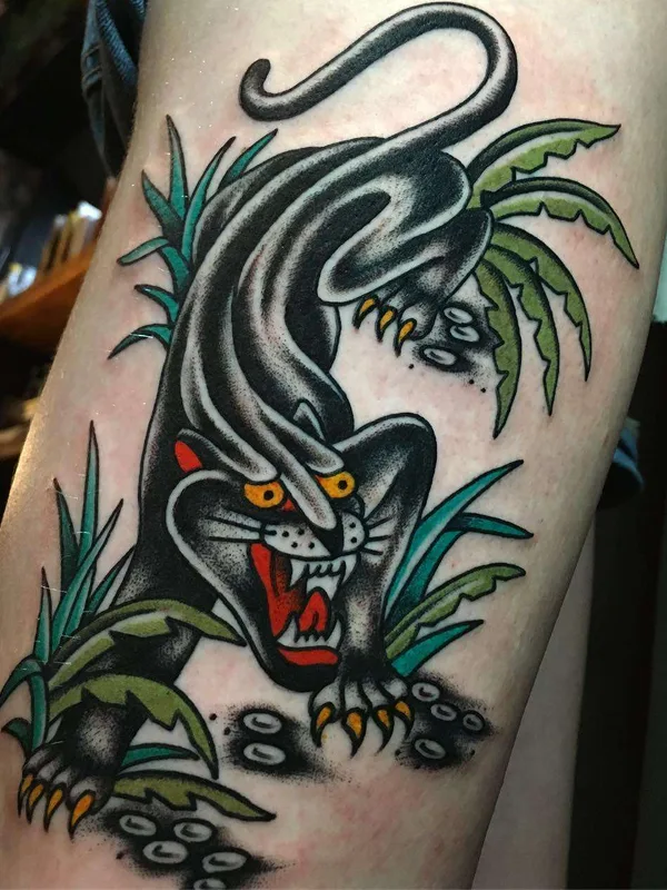 color traditional Tatuagem em thigh #22382 | Tatuador Britney Goodman