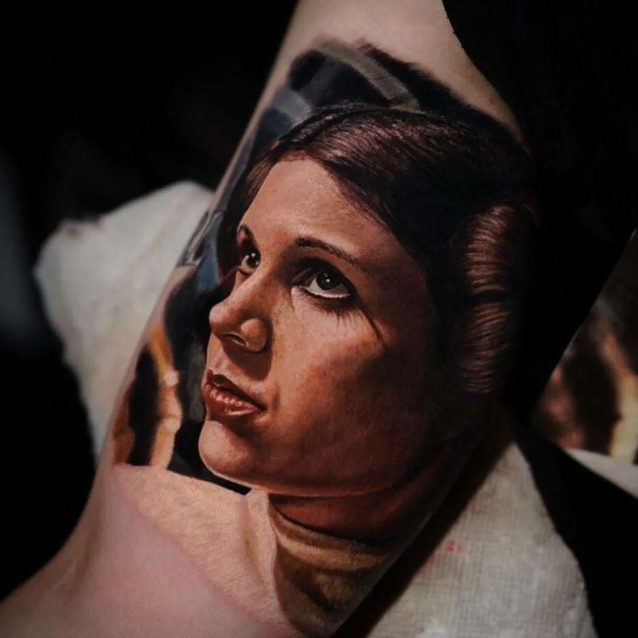 Tattoo artist Yomico Moreno, authors style color portrait realism, surrealism | USA