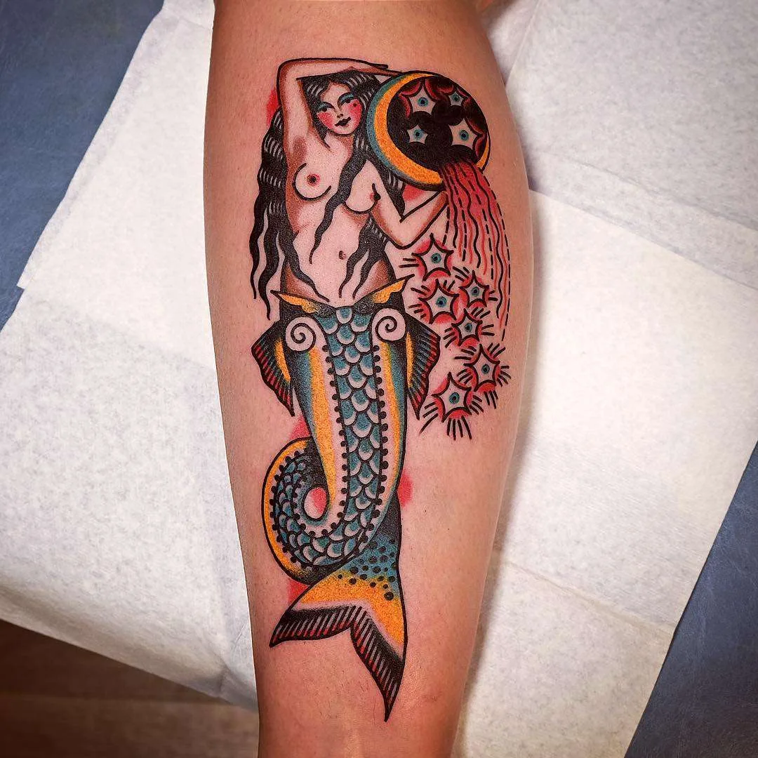 Tattoo artist Electric Martina, color traditional old school tattoo | Sweden