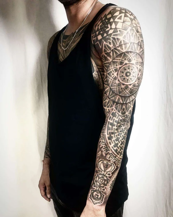Geometric Geometric, Mandala tattoo on Full Sleeve