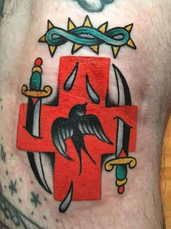color traditional Tatuagem em knee #22389 | Tatuador Britney Goodman