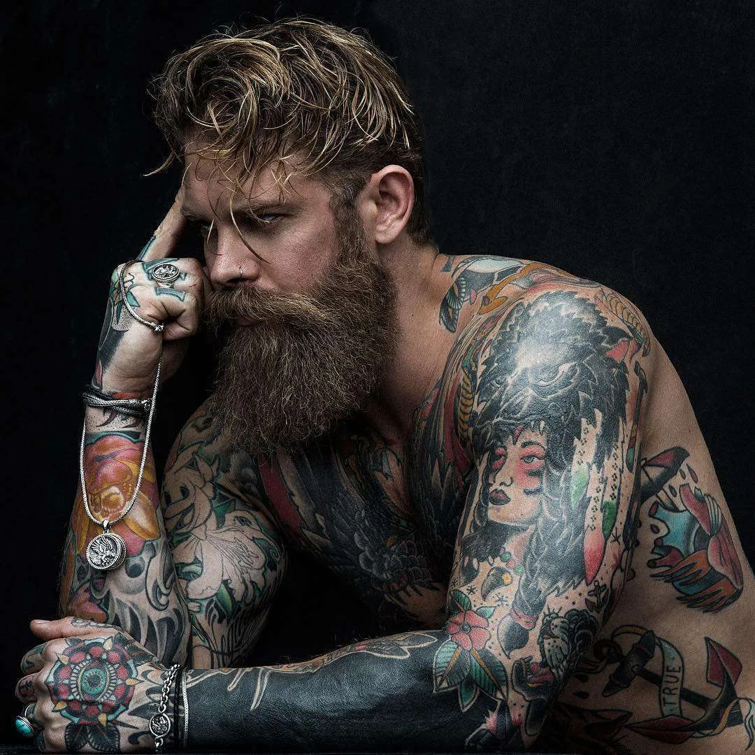 Tattooed model Josh Mario John, alternative photo model, inked guy | USA