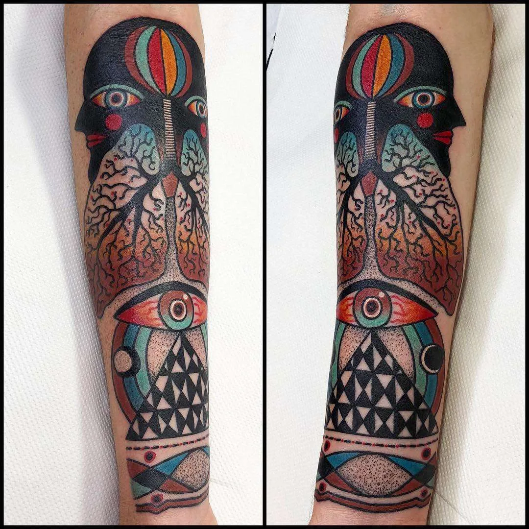 Tattoo artist Mario Teide, authors style color surrealistic traditional tattoo | United Kingdom, London