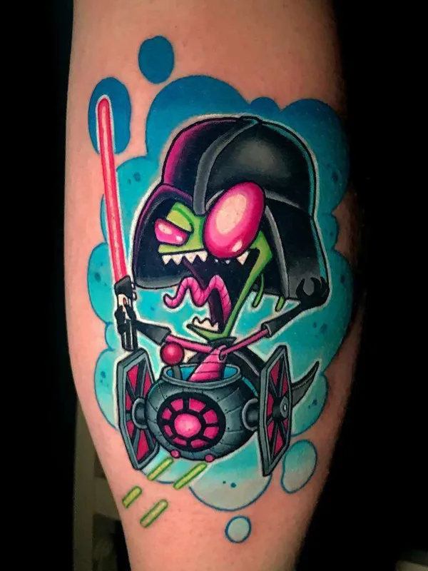 color cartoon Tatuagem em calf #22331 | Tatuador Jon Leighton