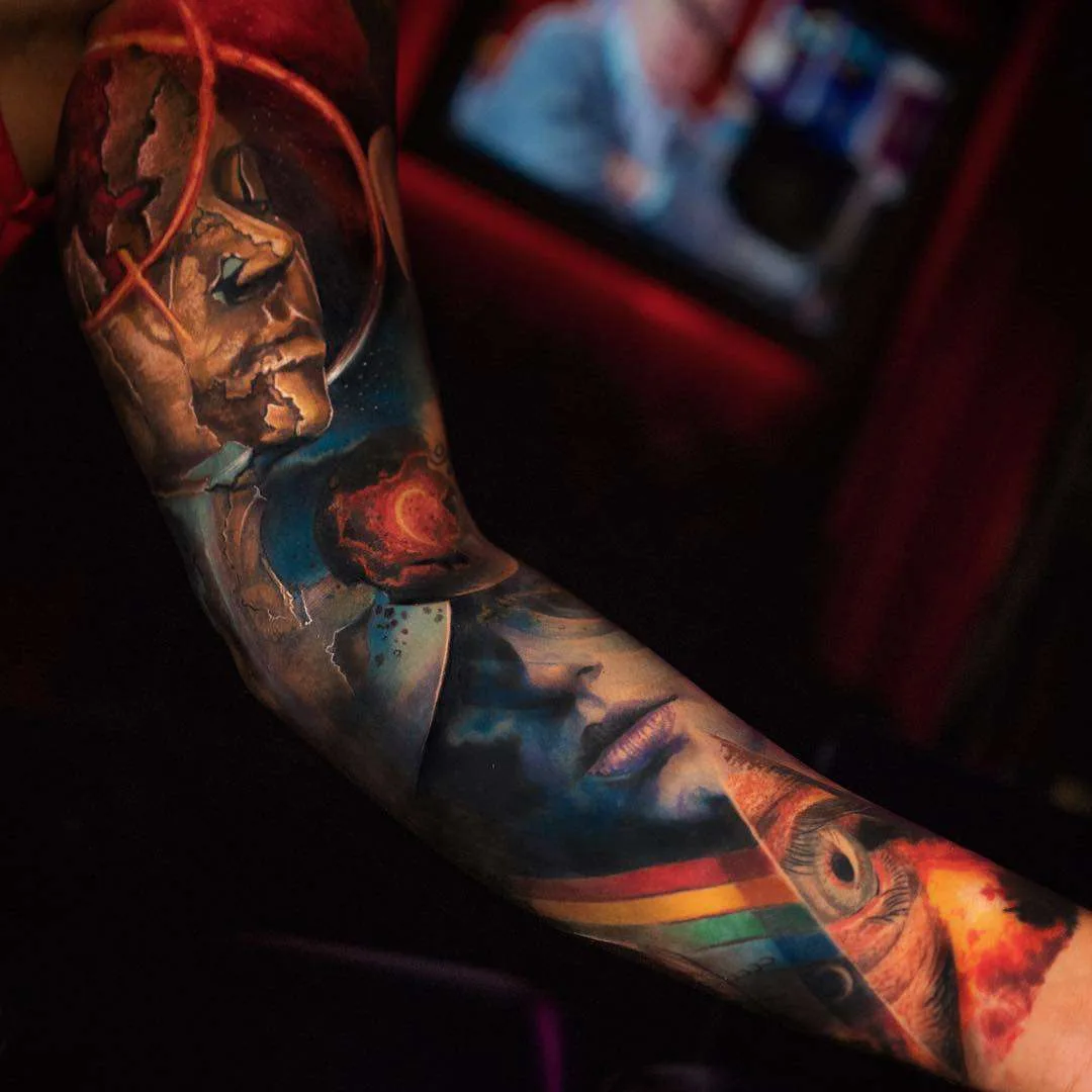 Tattoo artist Yomico Moreno, authors style color portrait realism, surrealism | USA