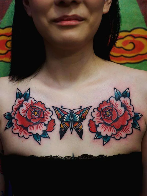 female color traditional Tatuagem em chest #21953 | Tatuador Electric Martina