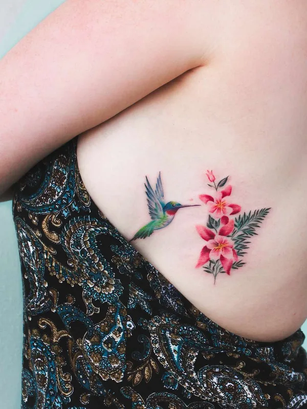 female color illustrative tattoo on ribcage #22208 | Tattoo Artist Bryan Gutierrez