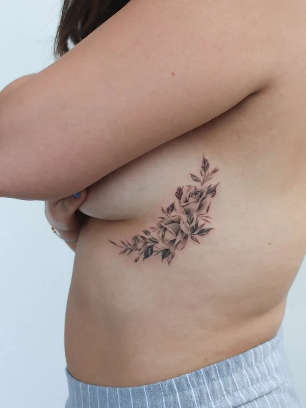 female black and grey fineline tattoo on ribcage #22207 | Tattoo Artist Bryan Gutierrez