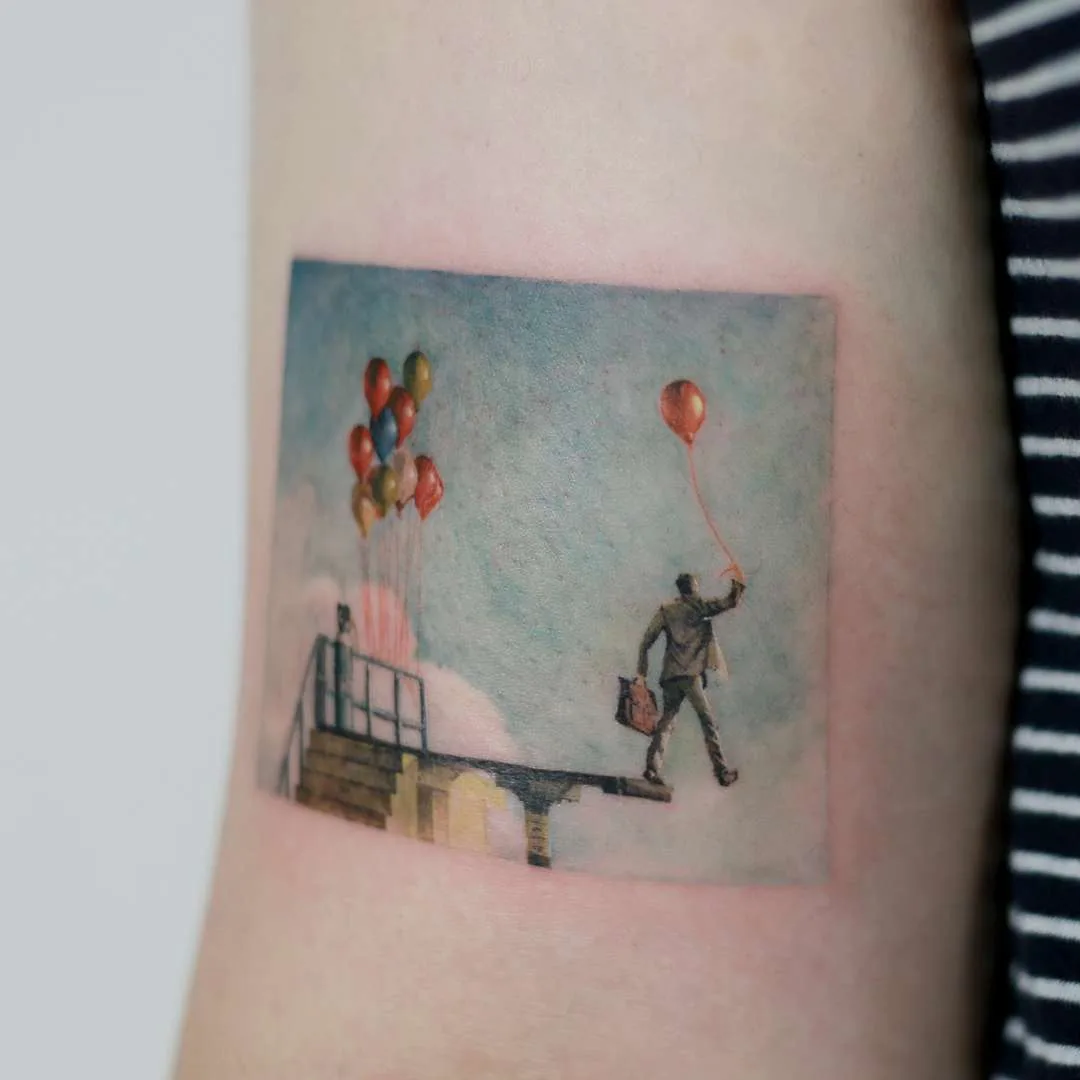 Tattoo artist Doy, authors style watercolor tattoo, minimalistic | Korea