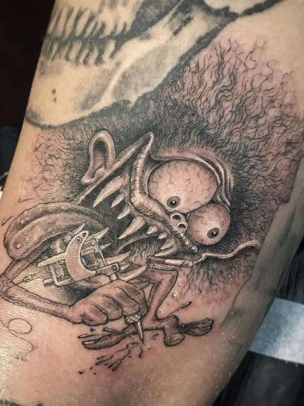 black and grey cartoon tattoo on forearm #22530 | Tattoo Artist Ben Grillo