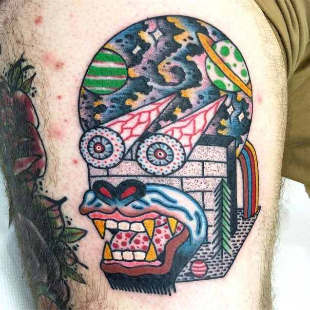 New School Monster, Space tattoo on Thigh