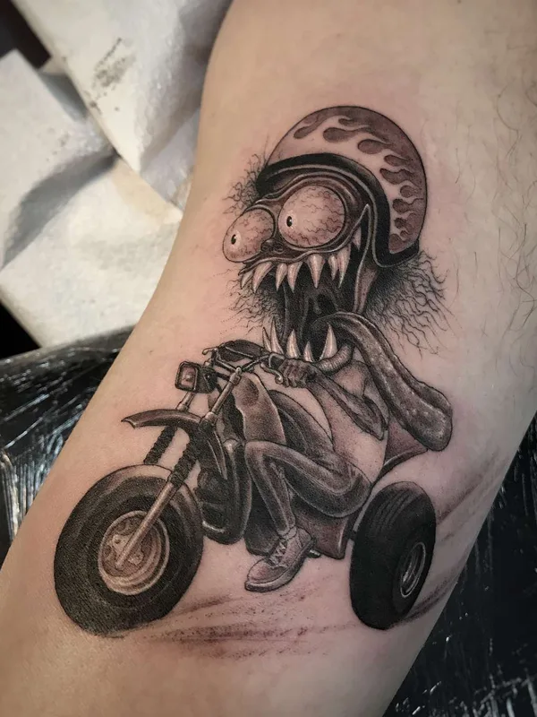 black and grey cartoon tattoo on forearm #22533 | Tattoo Artist Ben Grillo