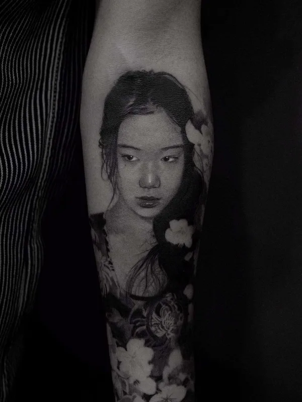 female black and grey realism tattoo on forearm #22678 | Tattoo Artist Cold Gray