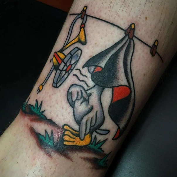 Old School Cartoon, Fan tattoo on Forearm