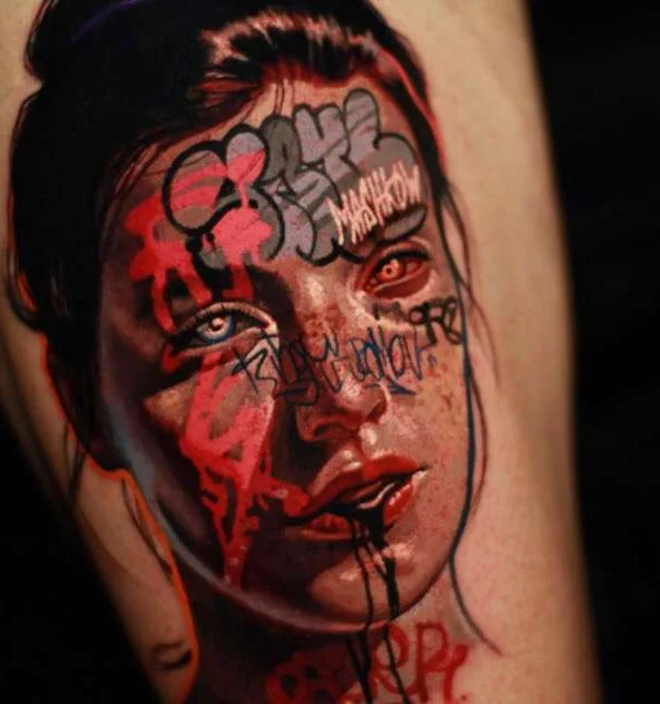 female color realism Tatuagem em thigh #22145 | Tatuador Алексей Машков