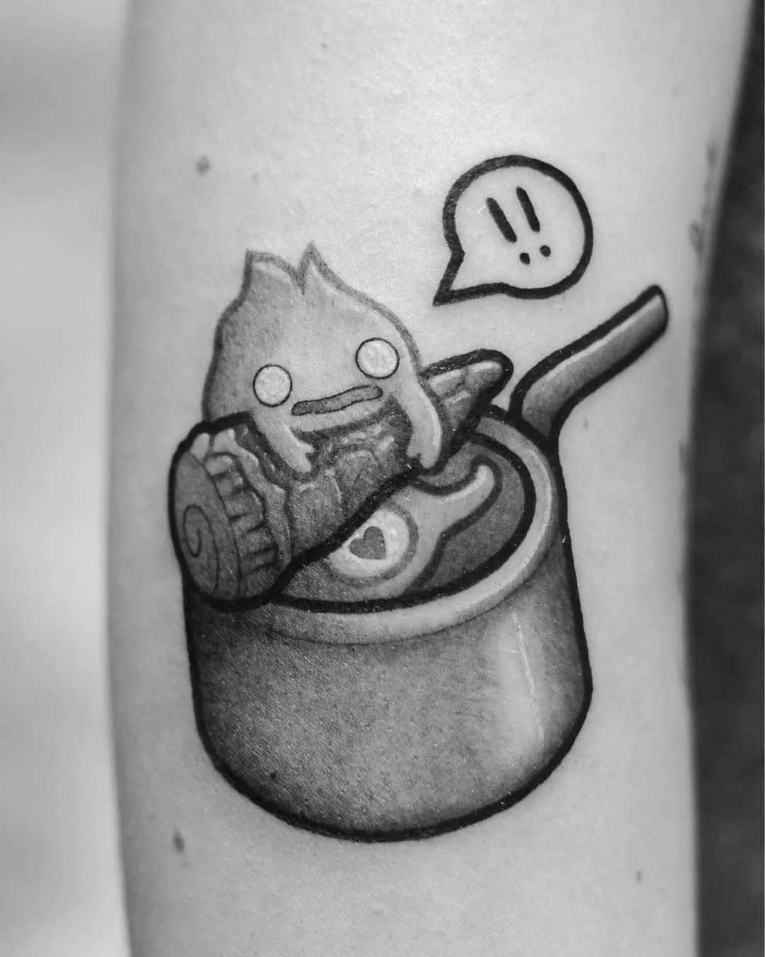 Tattoo artist Perou, author's black-and-grey cartoon tattoo | Sion, SSwitzerland
