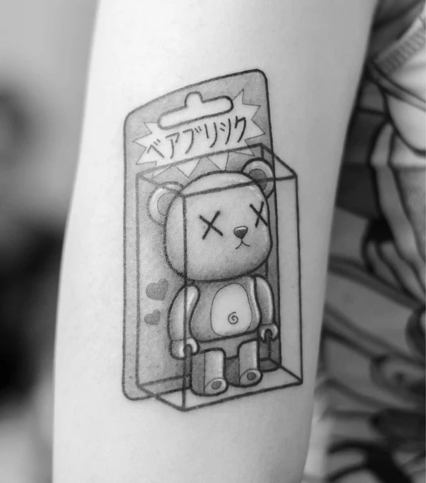 Blackwork Toy, Bear tattoo on Forearm