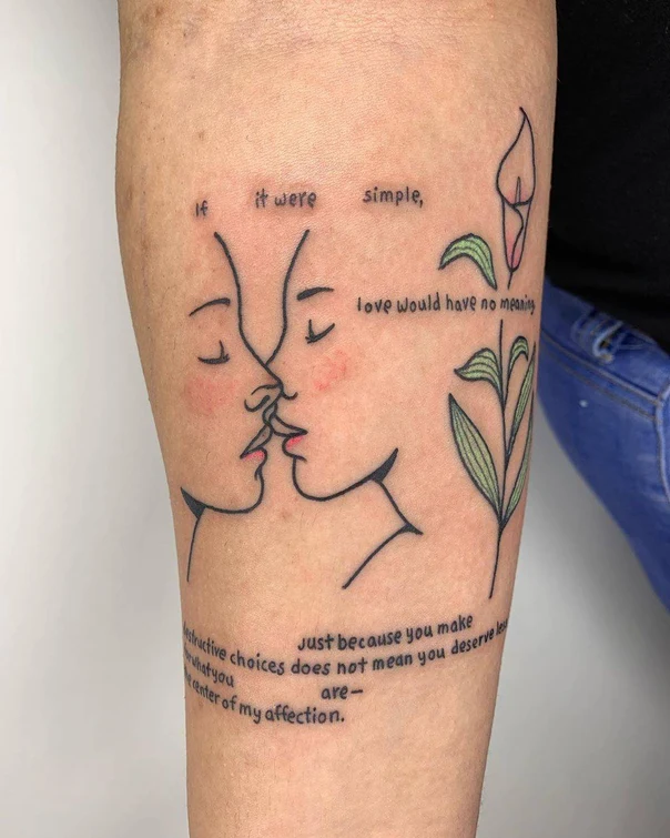 Fineline Faces, Flower tattoo on Forearm