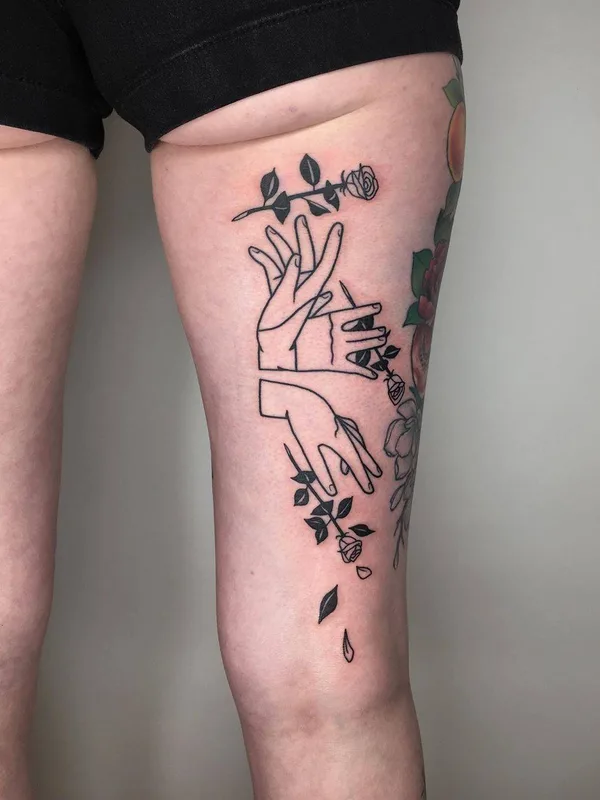 female black linework 타투 부위 thigh #31754 | 타투이스트 Brit Abad