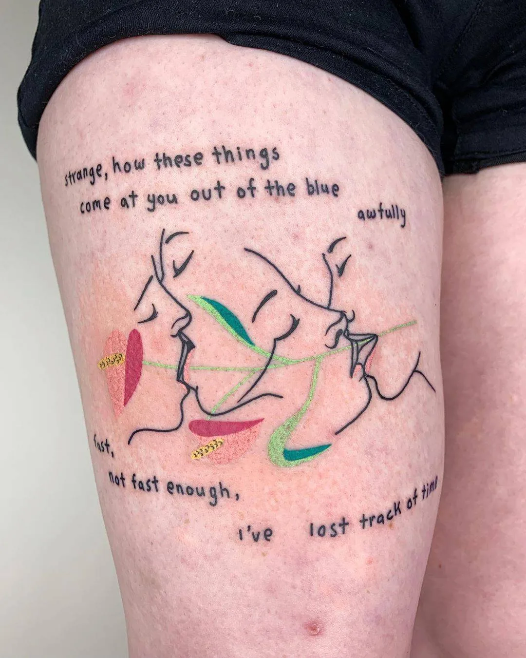 Tattoo artist Brit Abad, color and black minimalistic tattoo | Portland, USA
