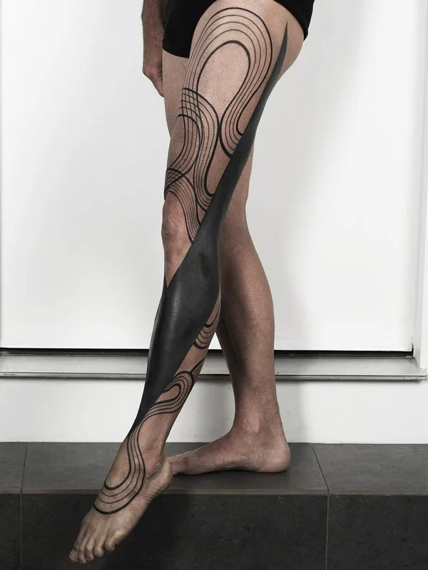 male black blackout Tatuagem em full leg #31794 | Tatuador ROXX
