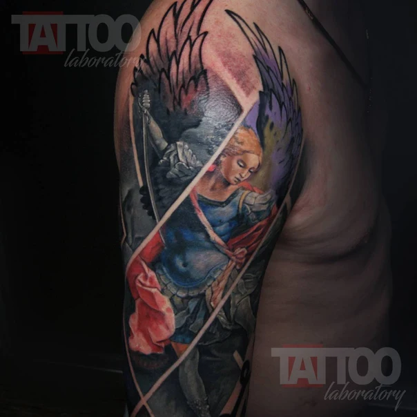 Реализм Angel, Wings tattoo на Плечо
