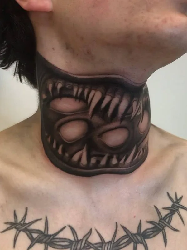 black and grey black and grey Tatuaggio su neck #31862 | Tatuatore Jamie Luna