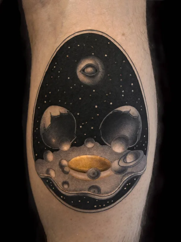 black and grey black and grey Tatuaggio su calf #31865 | Tatuatore Jamie Luna