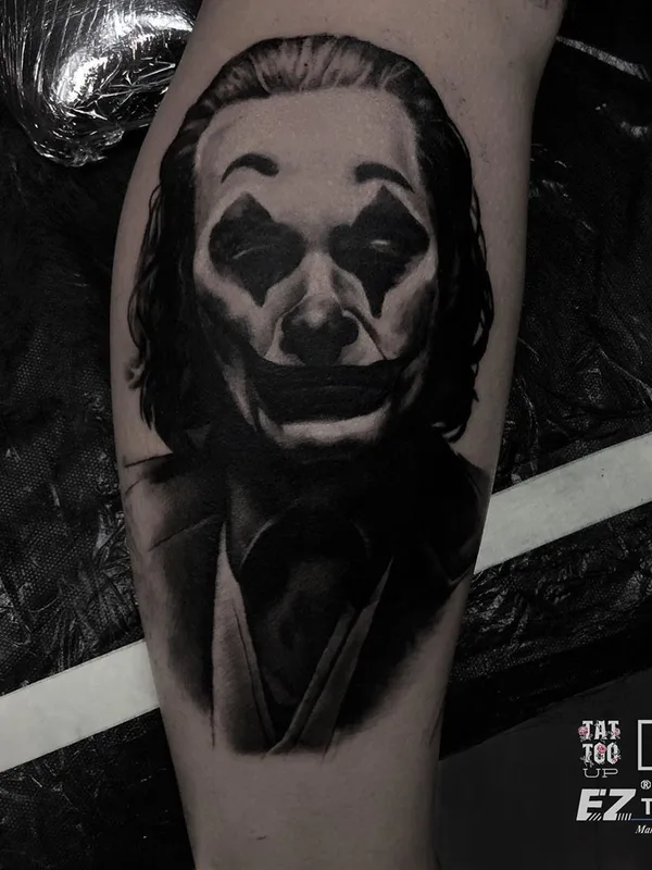 black and grey realism 纹身 在 calf #36940 | 纹身师 Тимур Юзар