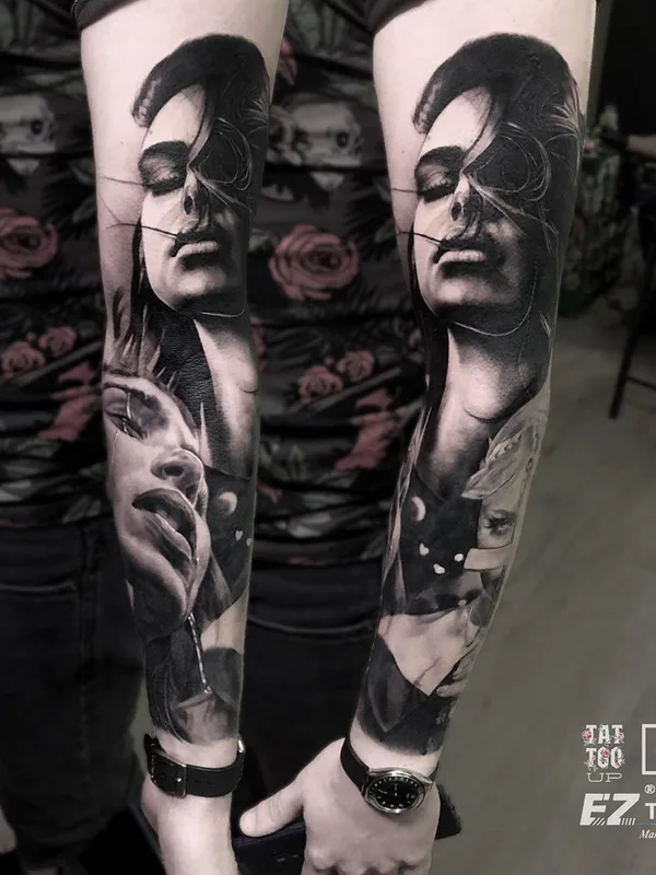 black and grey realism 纹身 在 full sleeve #36944 | 纹身师 Тимур Юзар