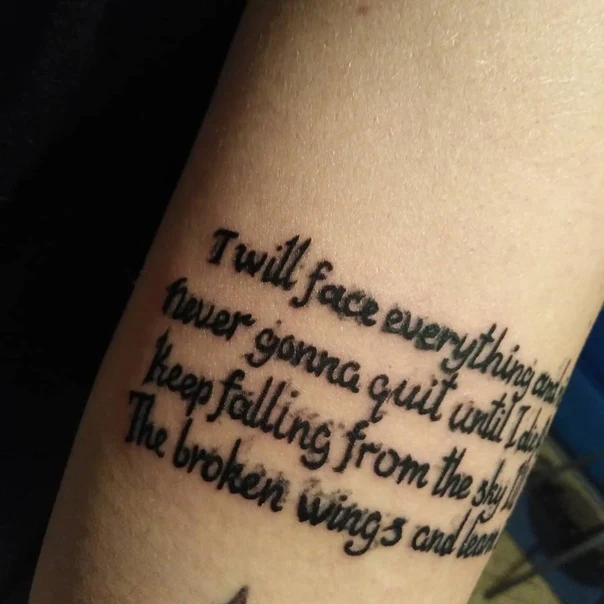 Lettering tattoo on Forearm