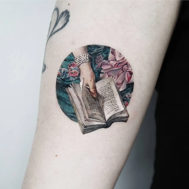 Realism Book, Hand tattoo on Forearm