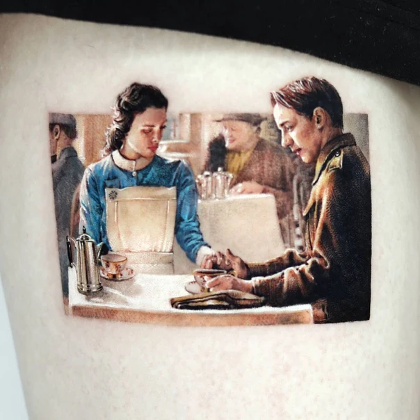 Realism People, Scene tattoo on Thigh