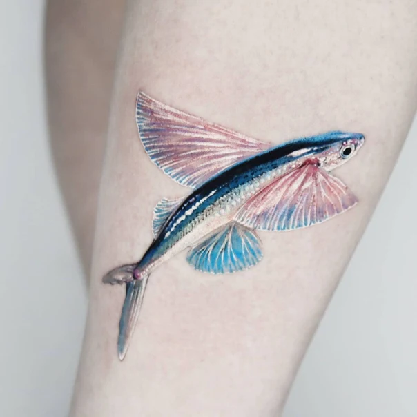 Realism Fish tattoo on Thigh