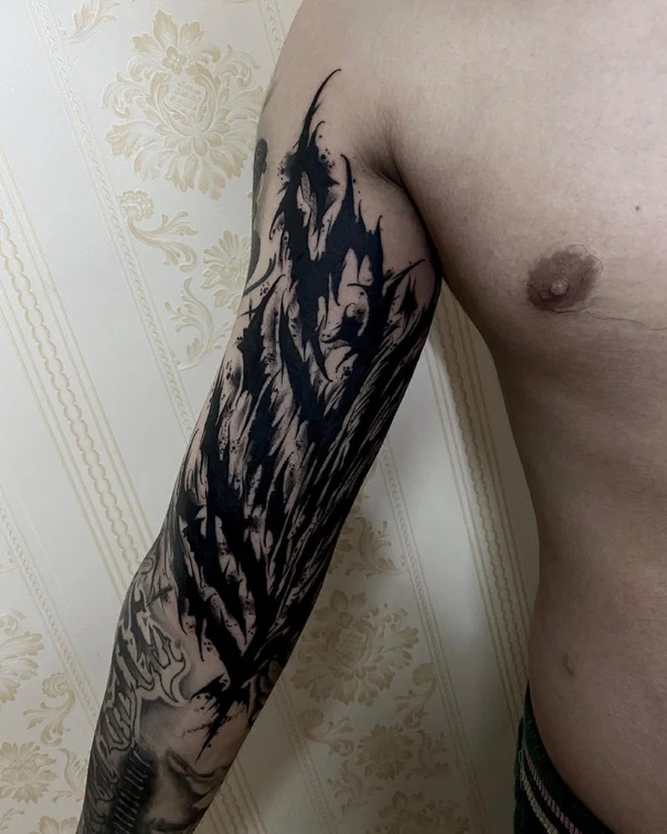 Blackwork Abstract tattoo on Full Sleeve