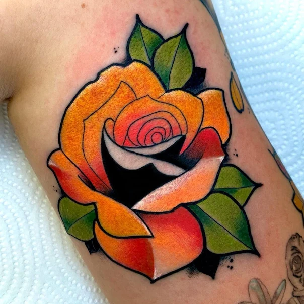 Traditional Rose, Flower tattoo on Forearm