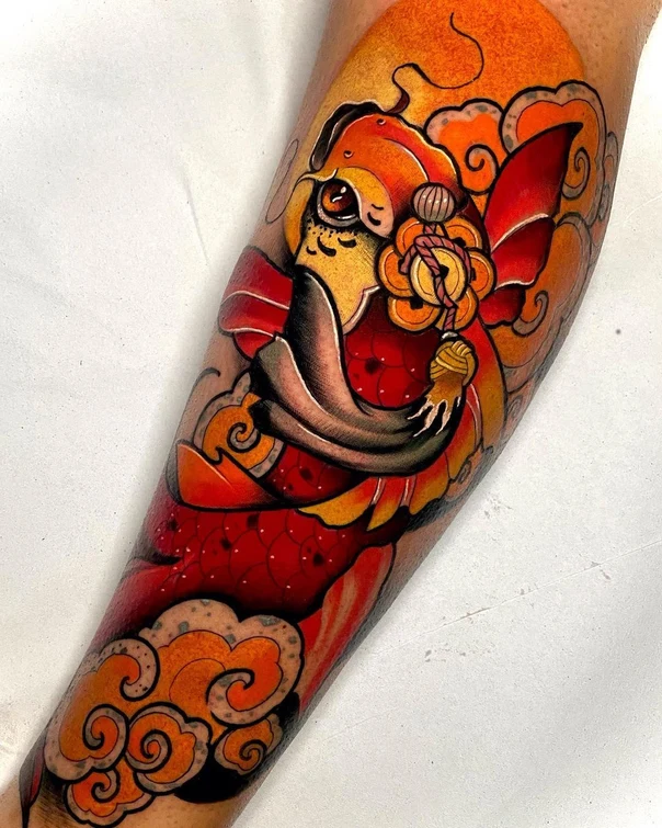 Japanese Dragon, Clouds tattoo on Forearm