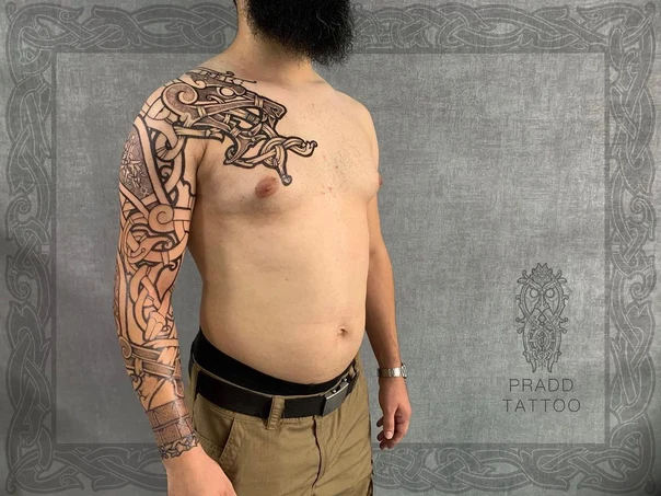 Celtic Knotwork, Animal tattoo on Full Sleeve
